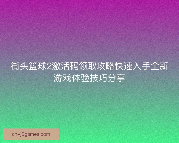 街头篮球2激活码领取攻略快速入手全新游戏体验技巧分享